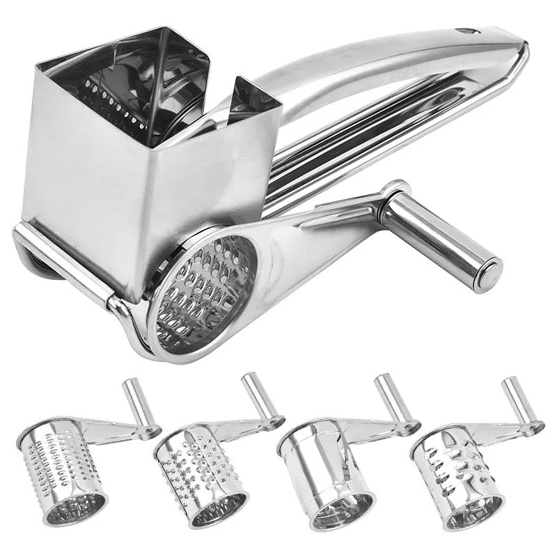 Stainless Steel Rotary Cheese Grater Set With 4 barrels