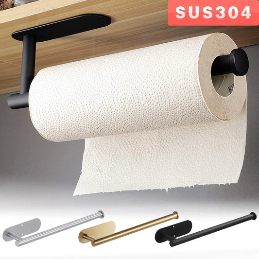 Self adhesive kitchen roll holder