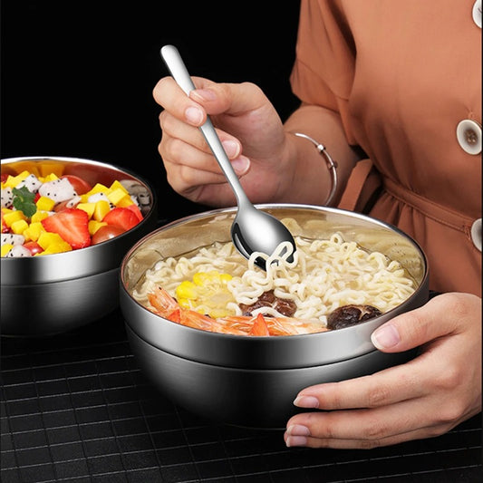 Double layer stainless steel bowl with lid