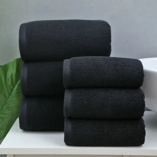 Black cotton bath towel