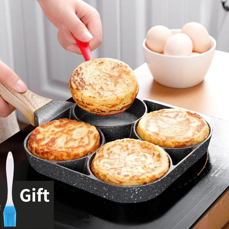 4-hole non-stick frying pan