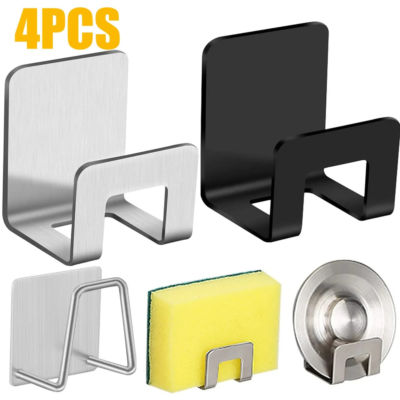 Stainless steel self adhesive sponge racks