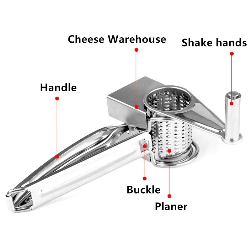 Stainless Steel Rotary Cheese Grater Set With 4 barrels