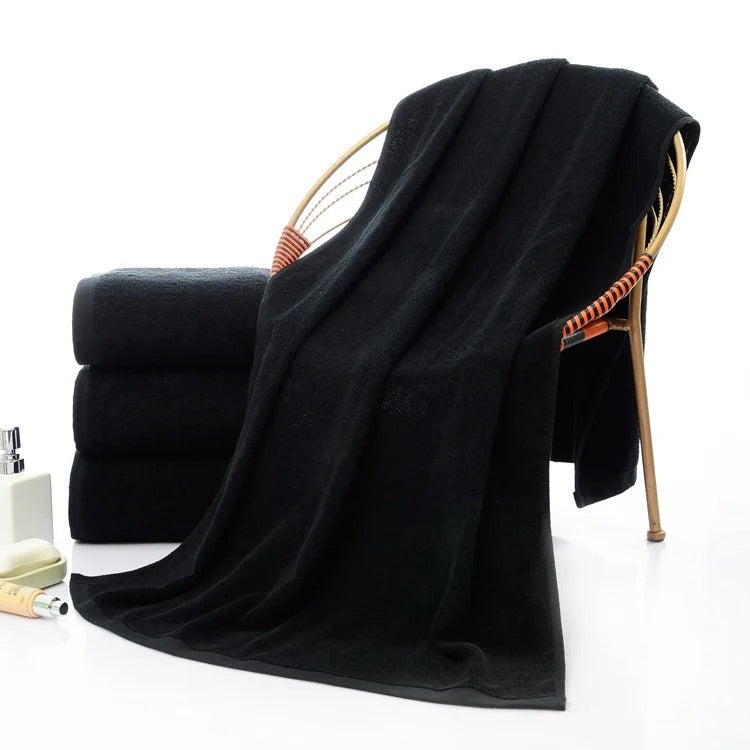 Black cotton bath towel