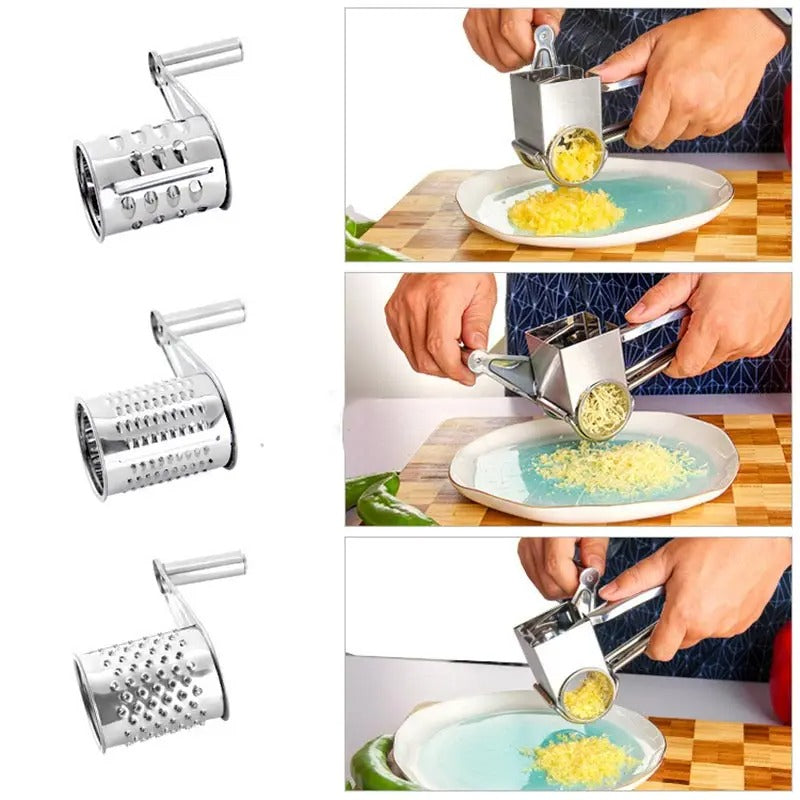 Stainless Steel Rotary Cheese Grater Set With 4 barrels