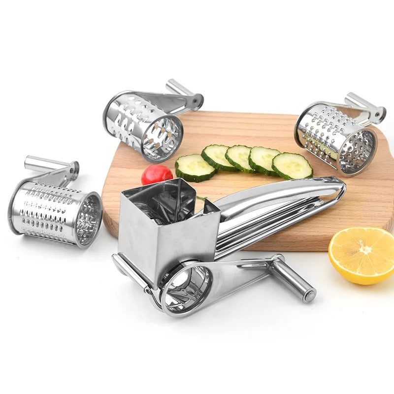 Stainless Steel Rotary Cheese Grater Set With 4 barrels