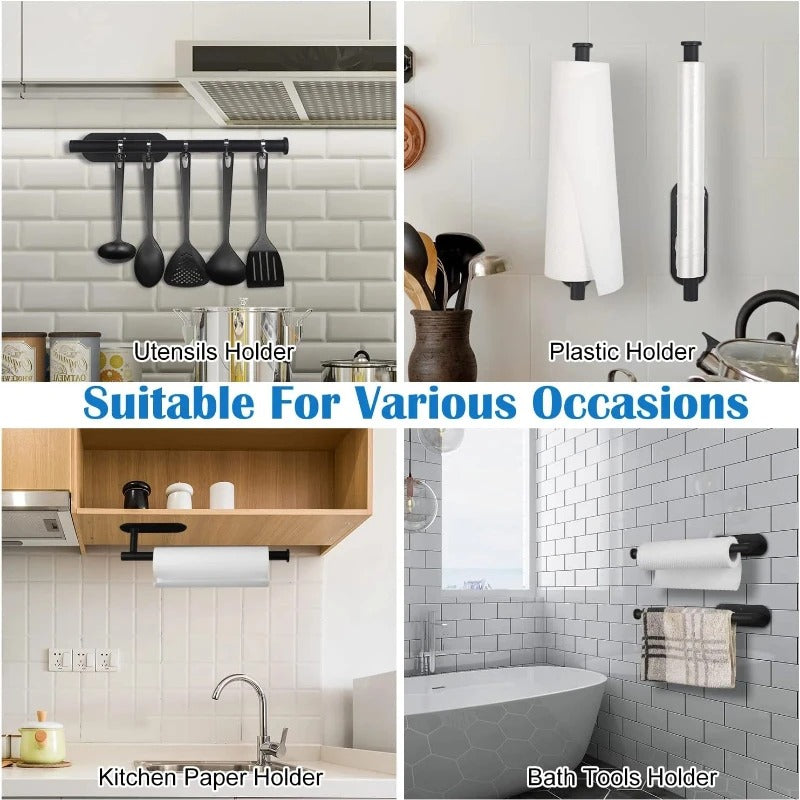 Self adhesive kitchen roll holder