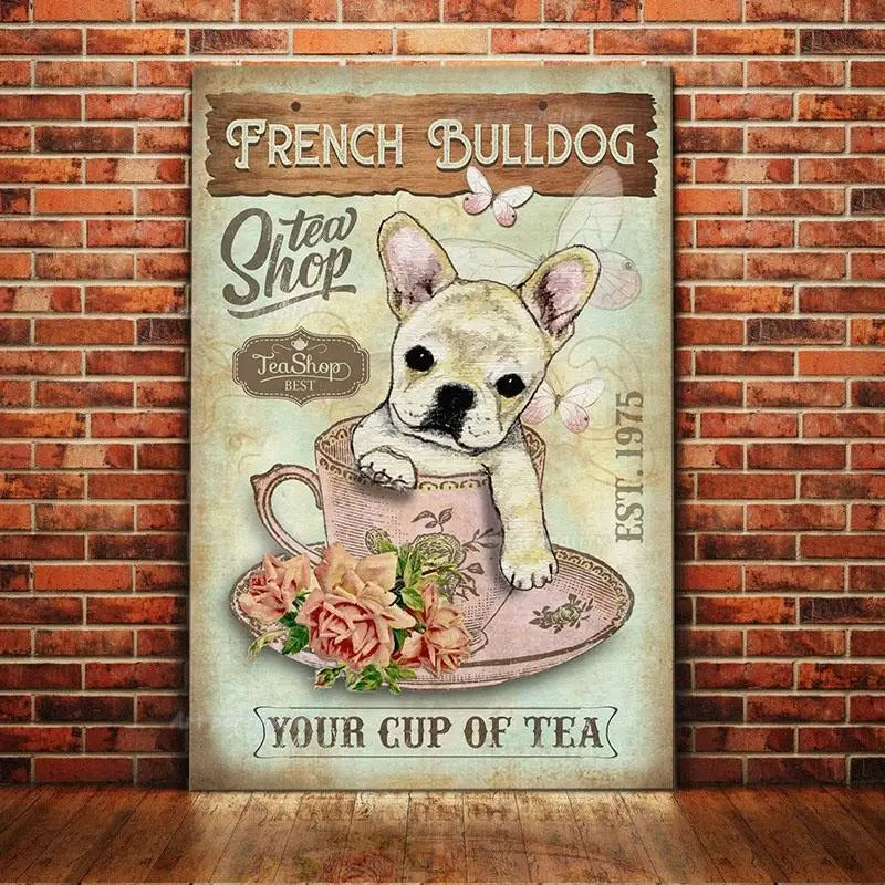 French Bulldog Retro coffee tin wall signs