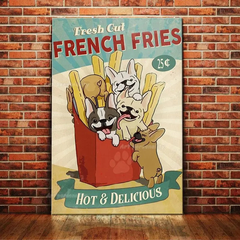 French Bulldog Retro coffee tin wall signs