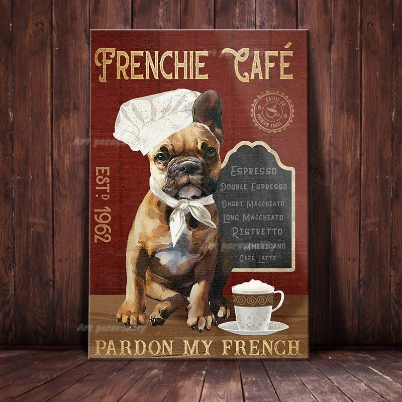 French Bulldog Retro coffee tin wall signs