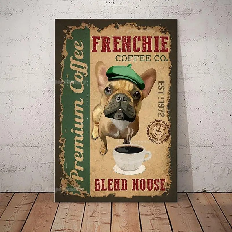 French Bulldog Retro coffee tin wall signs