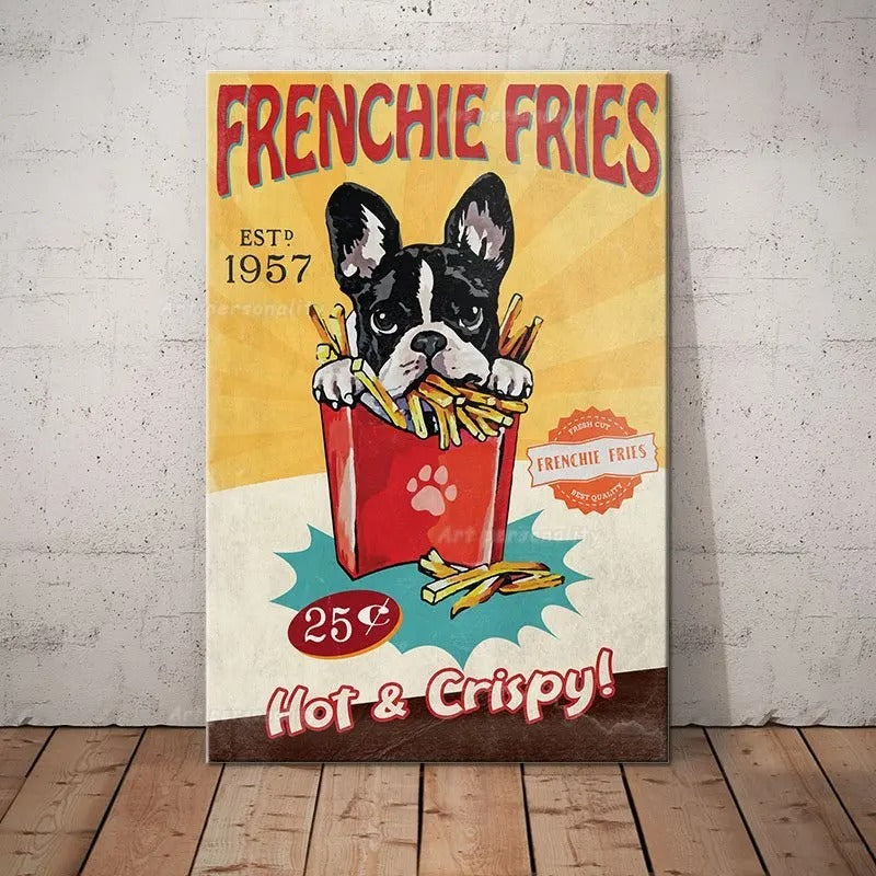 French Bulldog Retro coffee tin wall signs