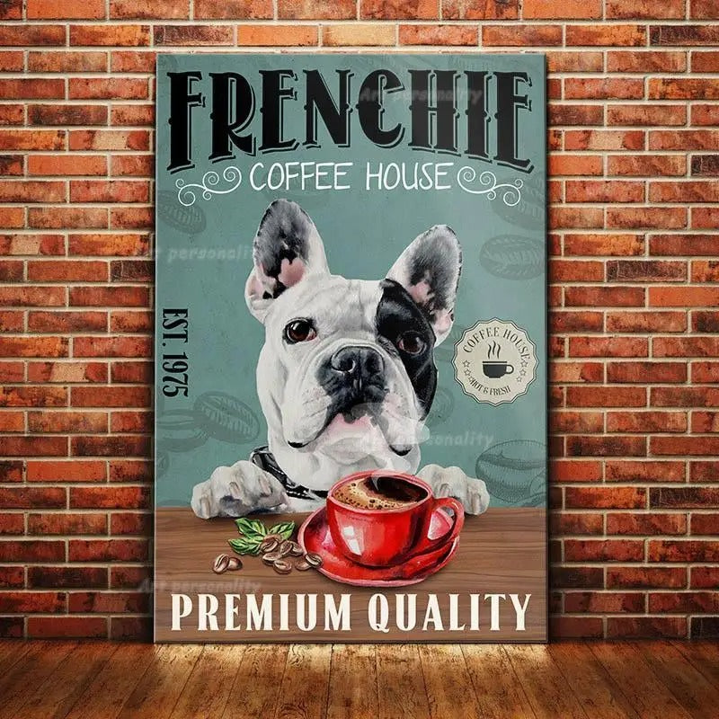 French Bulldog Retro coffee tin wall signs