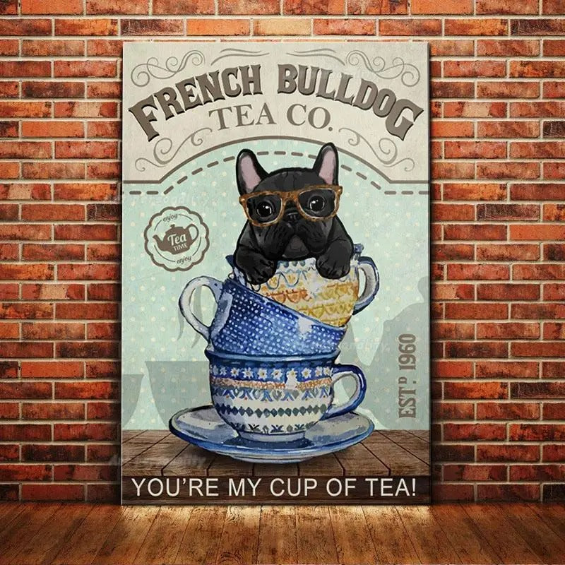 French Bulldog Retro coffee tin wall signs